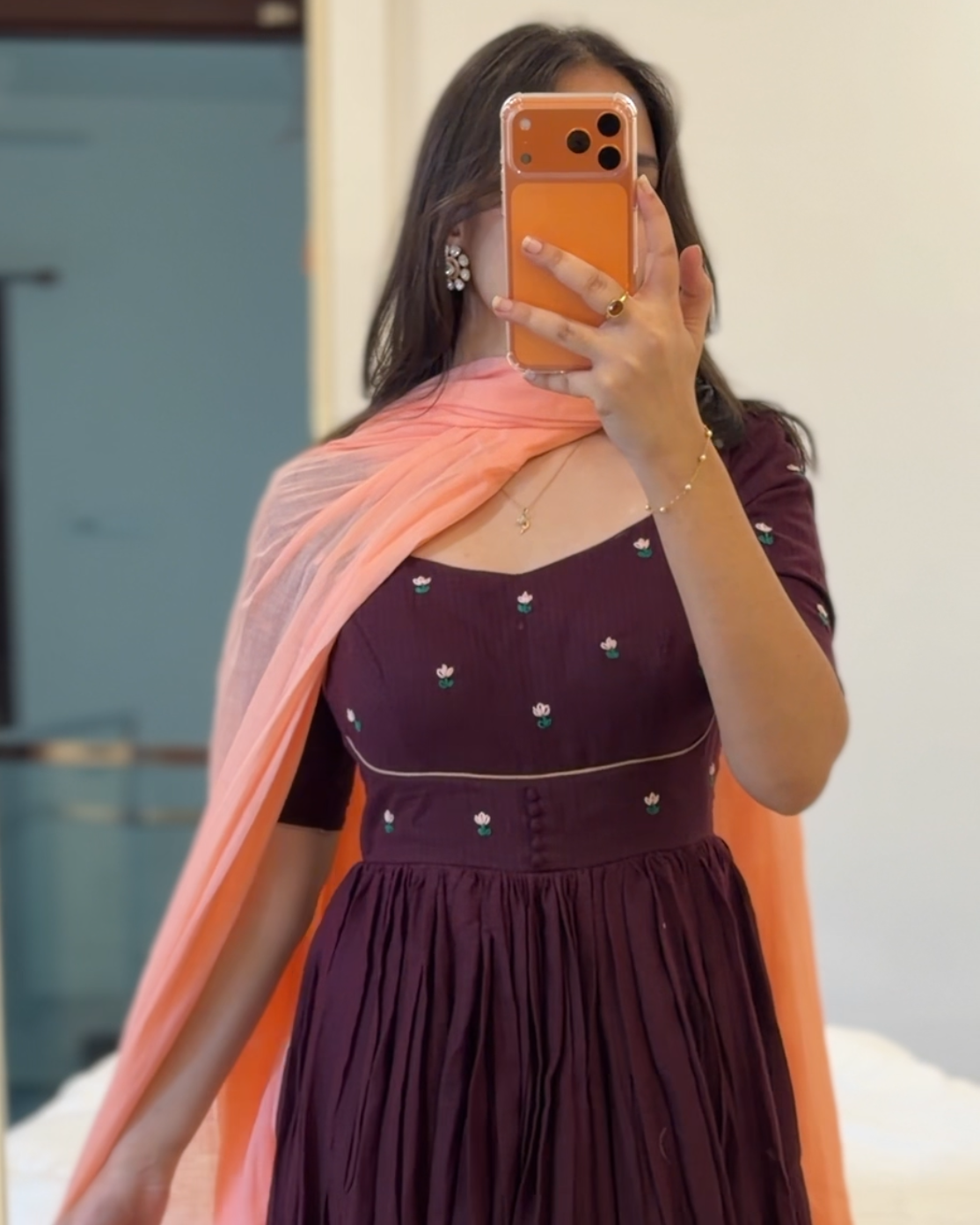 Wine Petal Anarkali