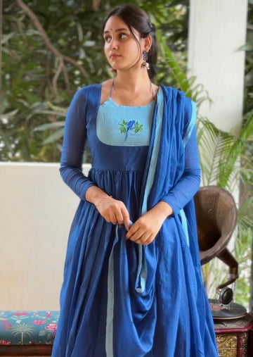 Blue petal flare dress