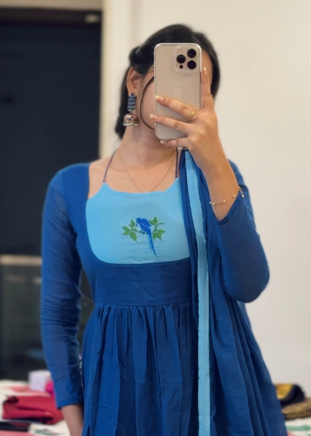 Blue petal flare dress
