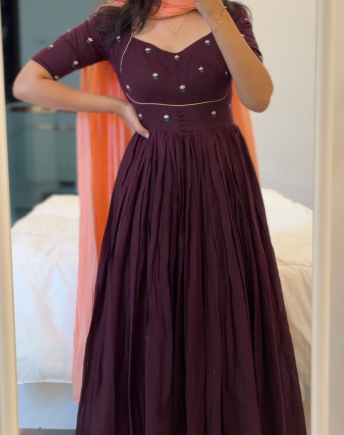 Wine Petal Anarkali