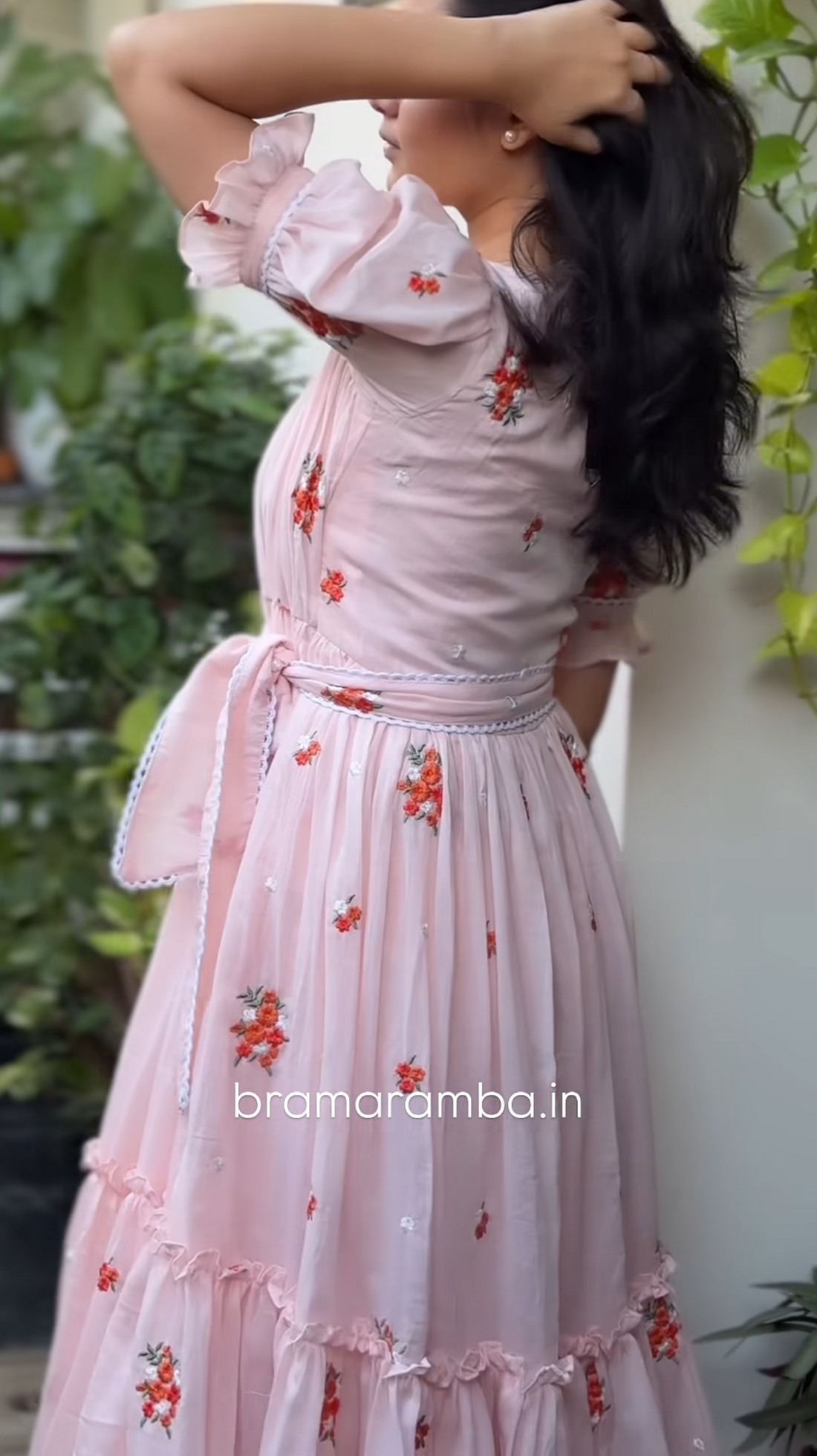 Baby pink embroidery dress