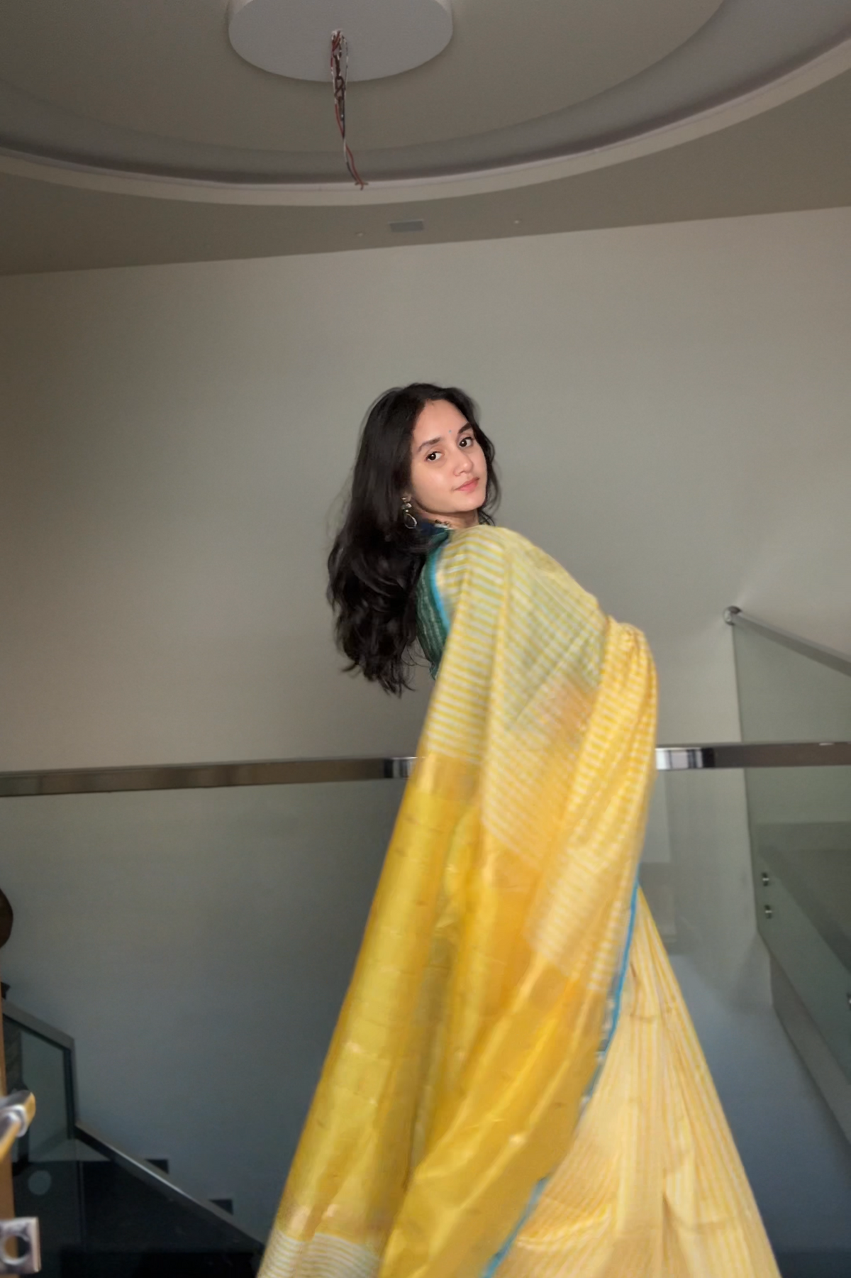 Gingham checked saree