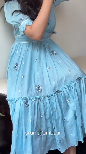 Blue embroidery dress