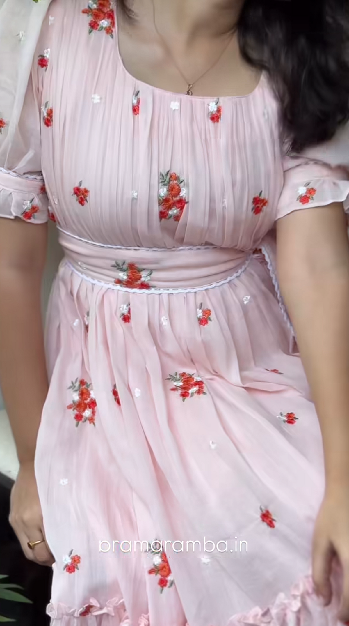 Baby pink embroidery dress