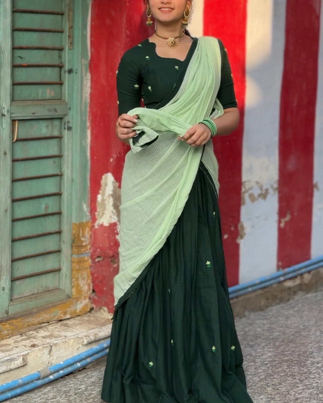 Green halfsaree