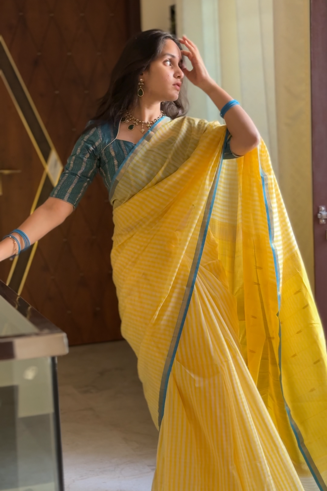Gingham checked saree