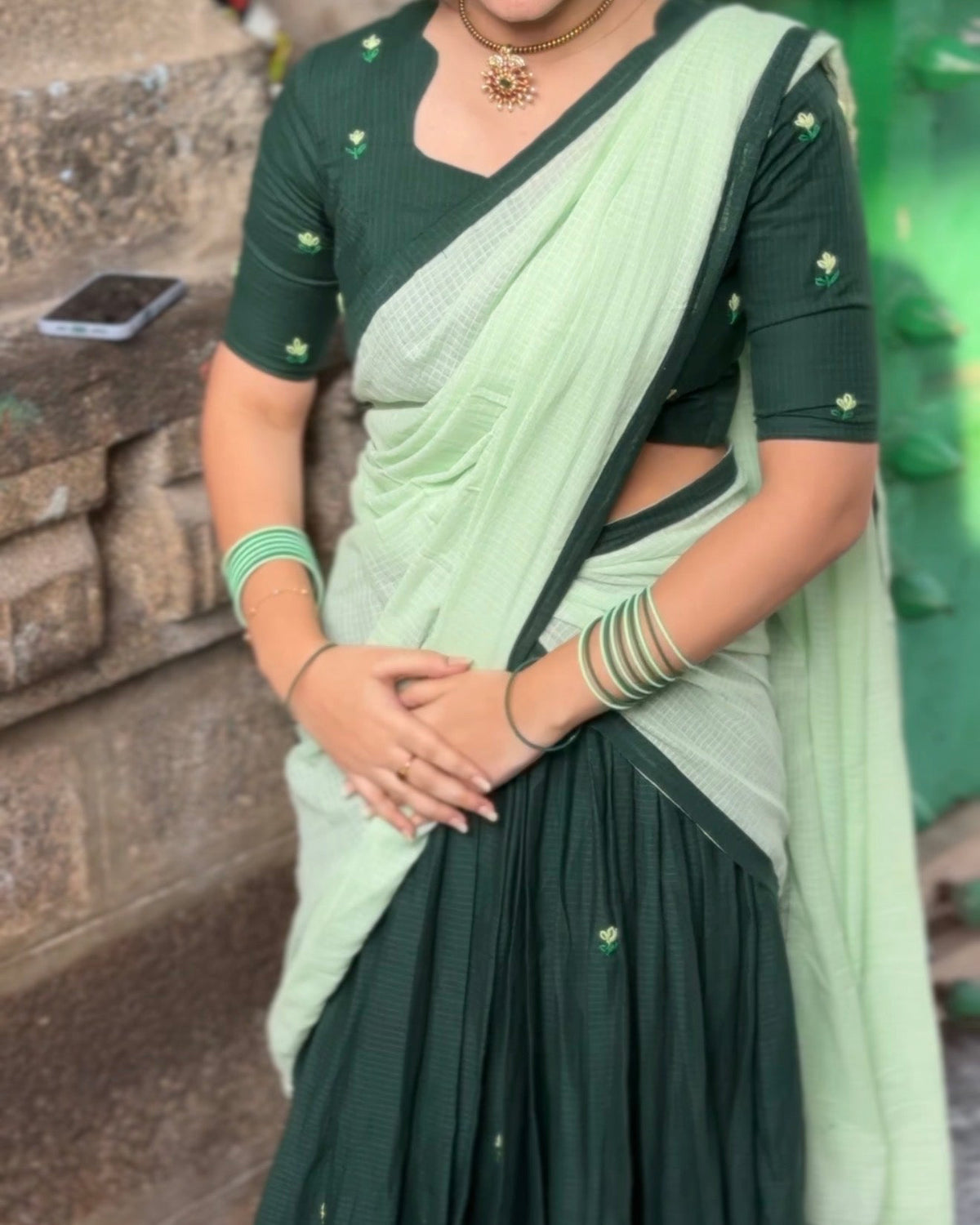 Green halfsaree