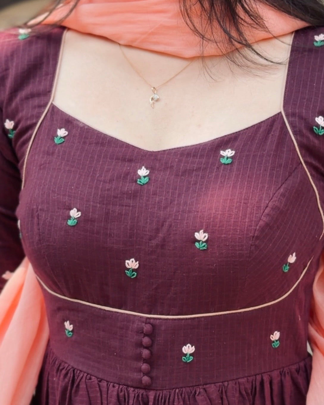 Wine Petal Anarkali