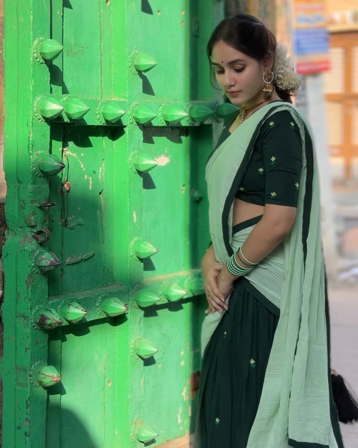 Green halfsaree