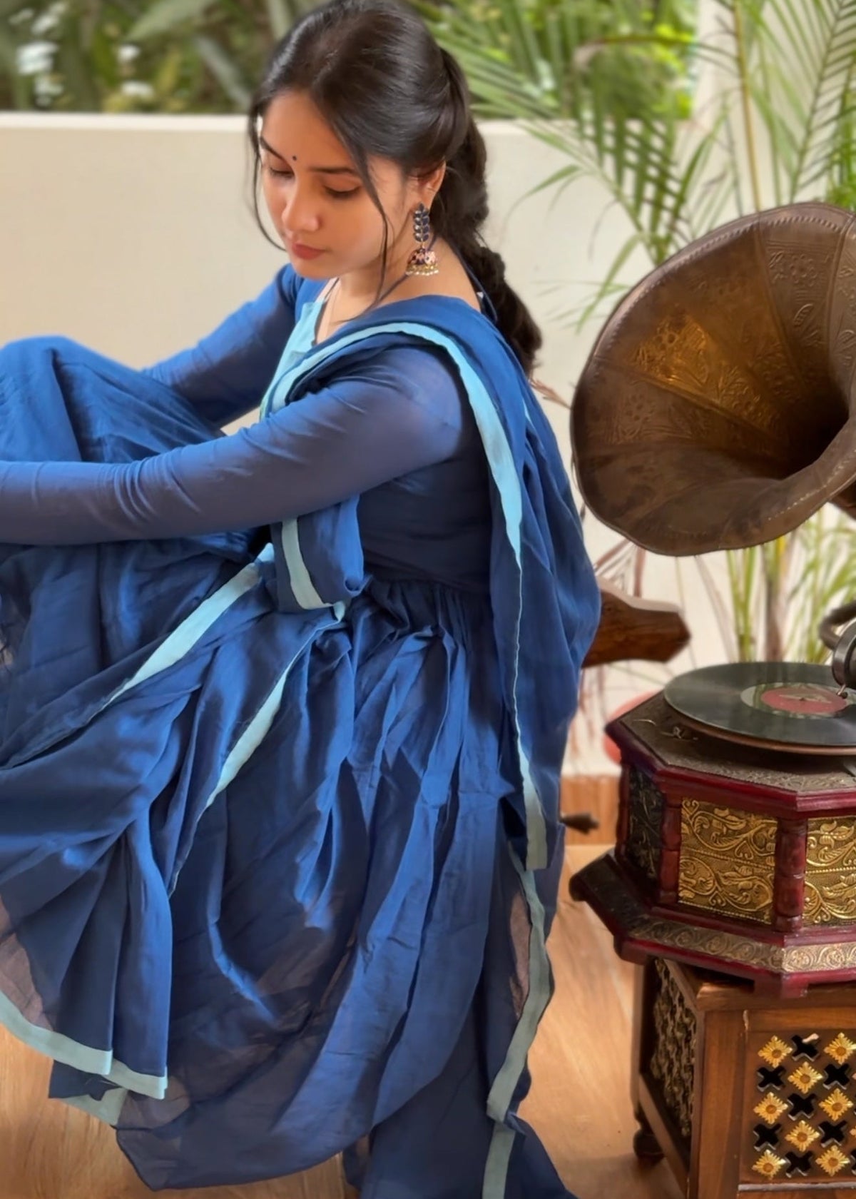 Blue petal flare dress